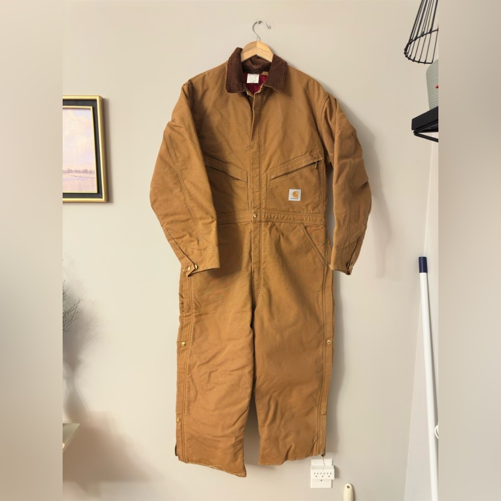 Vintage lined collared Carhartt zip up coveralls size 44 short